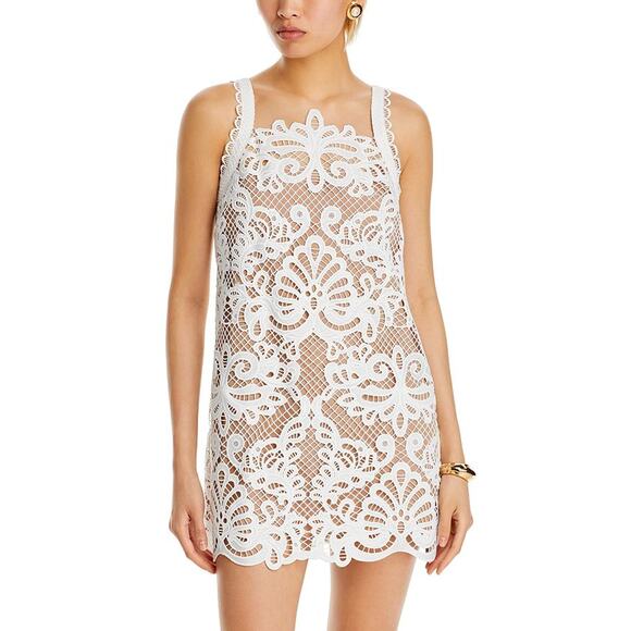 Self-Portrait 'Guipure' White Lace Sleeveless Mini Dress Size 2 - NWT